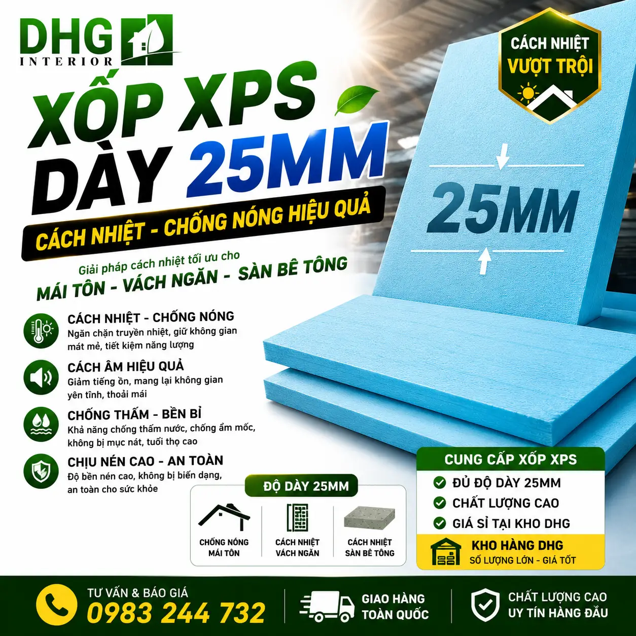 Xốp XPS Dày 25mm - New Xốp XPS Dày 25mm
