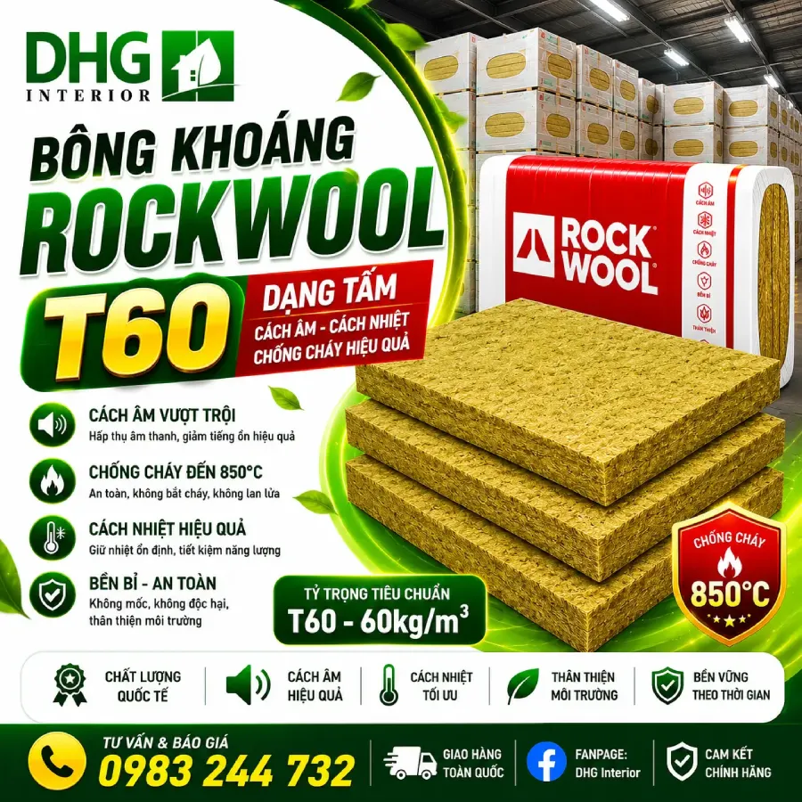 Bông khoáng Rockwool T60 dạng tấm 4 Bông khoáng Rockwool T60