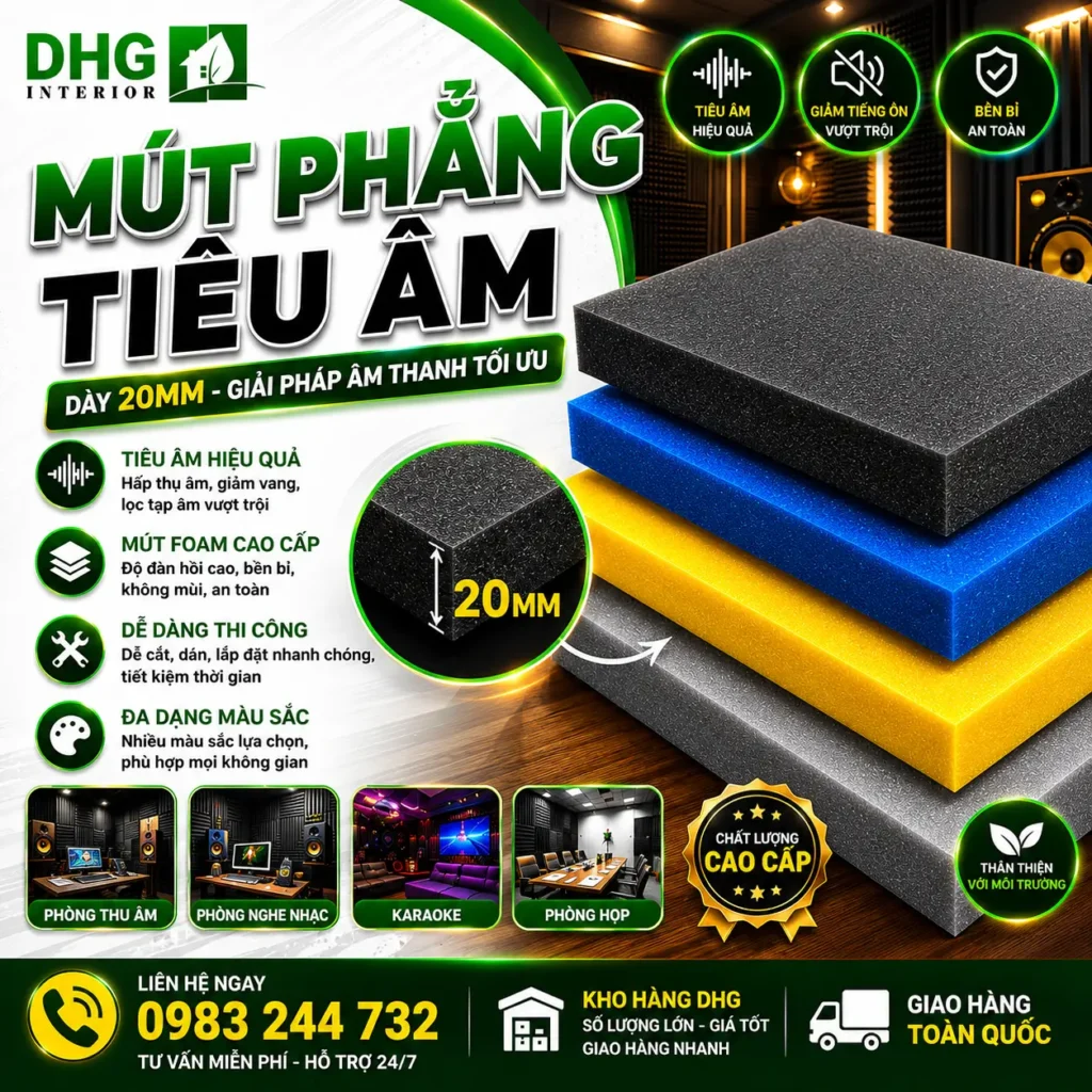 Mút phẳng tiêu âm dày 20mm 4 Mút phẳng tiêu âm dày 20mm