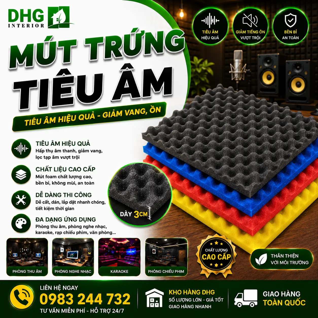 Mút Trứng Tiêu Âm Dày 3cm - New Mút Trứng Tiêu Âm Dày 3cm