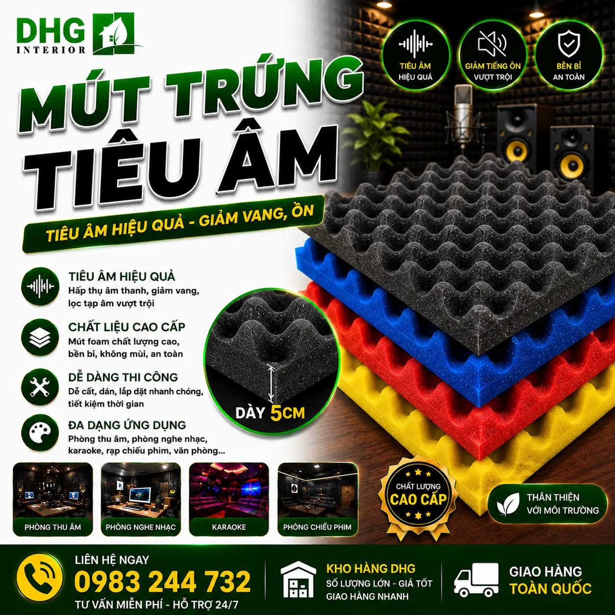 Mút trứng tiêu âm dày 5cm - New Mút trứng tiêu âm dày 5cm