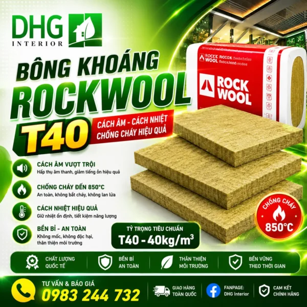 Bông khoáng Rockwool T40 dạng tấm