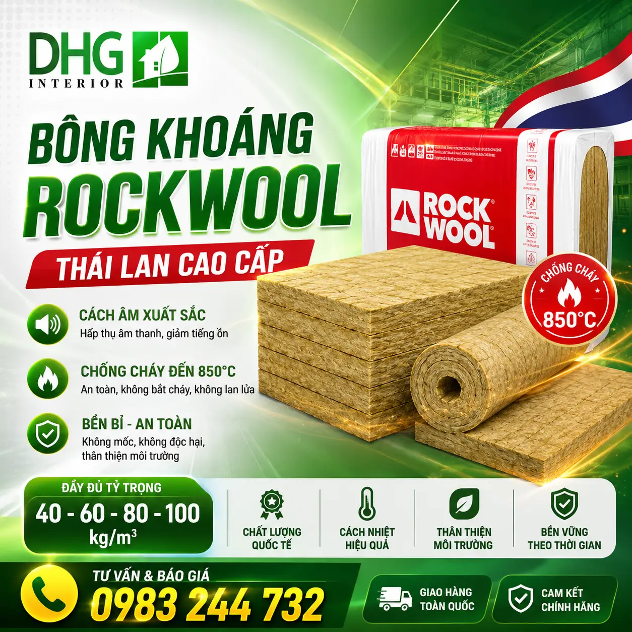 Bông Khoáng Rockwool Thái Lan - New Bông khoáng Rockwool Thái Lan 1