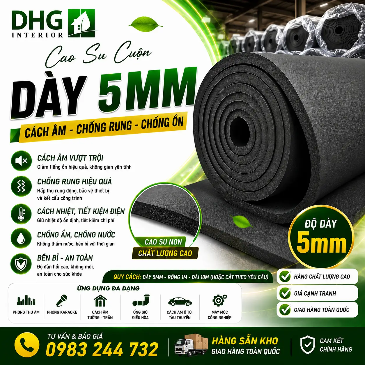 Cao Su Cuộn Dày 5mm Cao Su Cuộn Dày 5mm