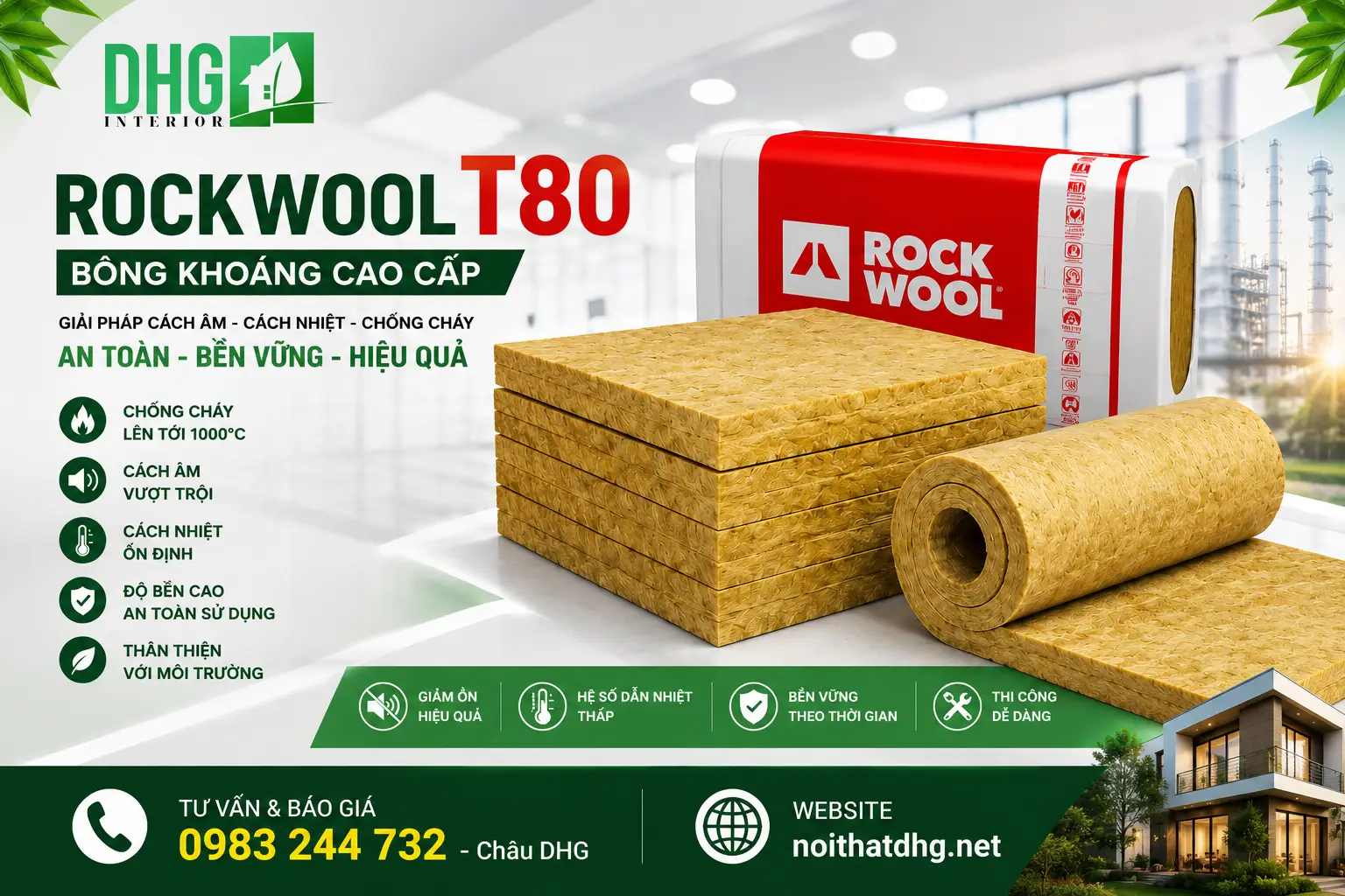 So Sánh Bông Khoáng Rockwool Và Bông Thủy Tinh Glasswool 2 So Sánh Bông Khoáng Rockwool Và Bông Thủy Tinh Glasswool - Bông Khoáng Rockwool T80
