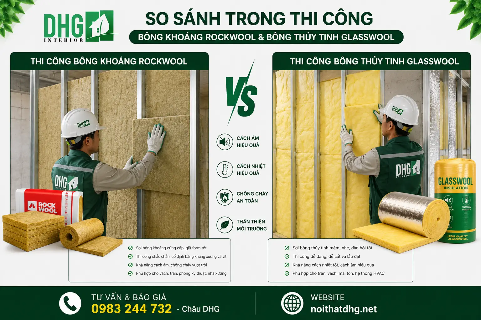 So Sánh Bông Khoáng Rockwool Và Bông Thủy Tinh Glasswool 4 So Sánh Trong Thi Công