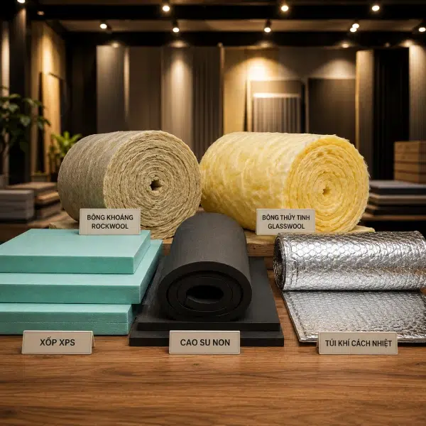 Vật liệu cách âm 1 Vật liệu cách âm Rockwool Glasswool Cao su non XPS DHG Interior